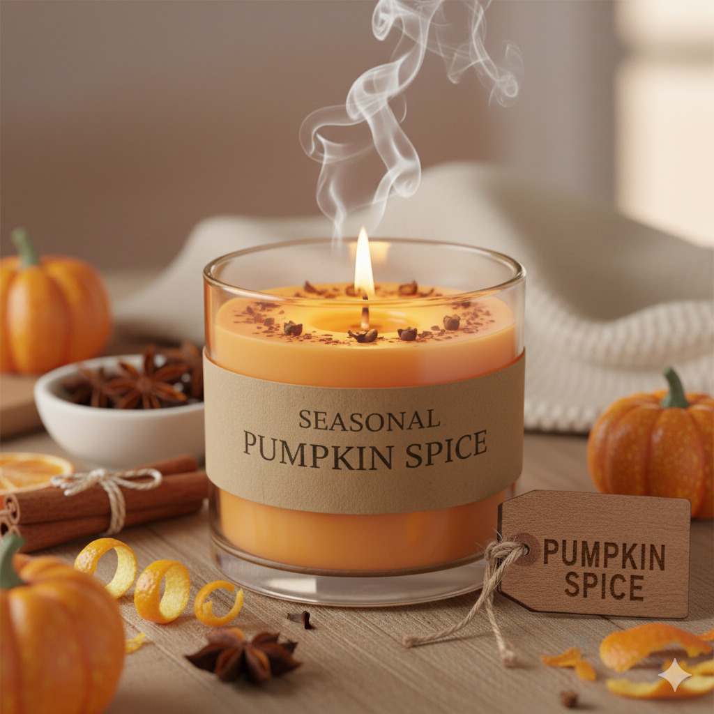 Pumpkin spice seasonal candle